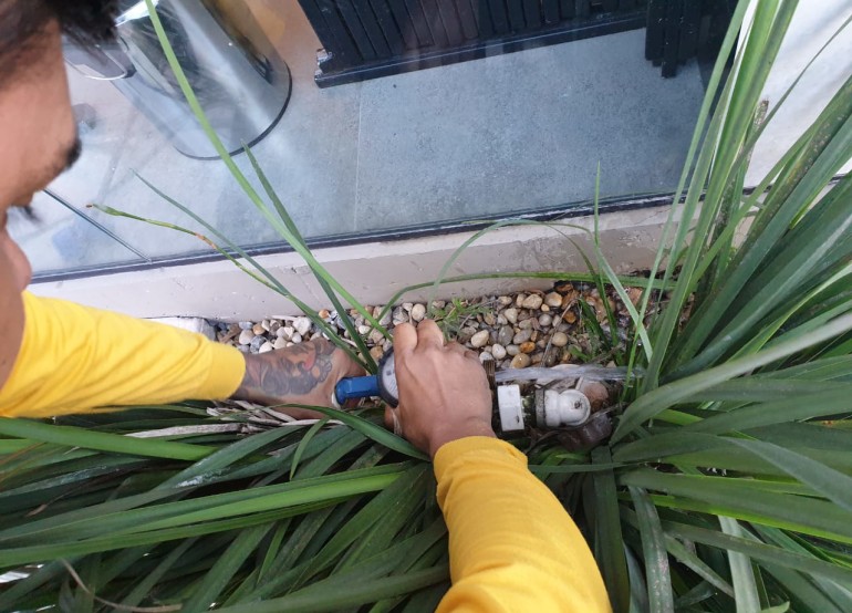 Dois estabelecimentos comerciais são identificados lançando esgoto no solo na Rua 3300