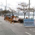 Obra do Emissário na Avenida Atlântica, em frente à Rua 3900